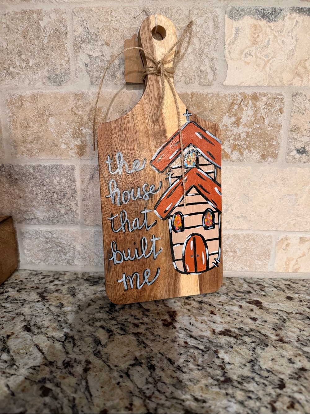 Hand-Painted Wooden Cutting/Serving Board - 'The House That Built Me'